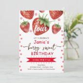 Invitation Berry 4th Birth Watercolor (Debout devant)