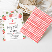 Invitation Berry à fraise rose rouge Premier anniversaire