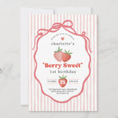 Invitation Berry à la fraise rouge doux 1er anniversaire (Devant)