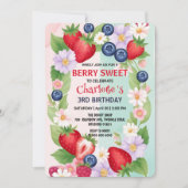Invitation Berry Anniversaire Fleur de fraise Fête Fille (Devant)