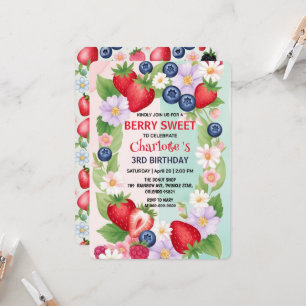 Invitation Berry Anniversaire Fleur de fraise Fête Fille