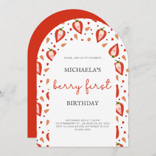 Invitation Berry Arc Rouge Blanc Premier anniversaire