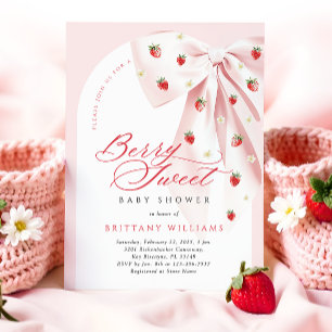 Invitation Berry Arch Bow rose Baby shower doux