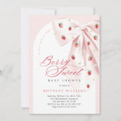 Invitation Berry Arch Bow rose Baby shower doux (Devant)