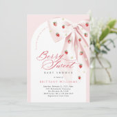 Invitation Berry Arch Bow rose Baby shower doux (Debout devant)