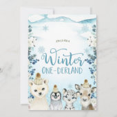 Invitation Berry Arctic Animaux Hiver Onederland Anniversaire (Dos)