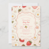 Invitation Berry aux fraises roses Premier 1er anniversaire (Devant)