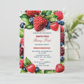 Invitation Berry aux fraises sucrées Premier 1er anniversaire (Debout devant)