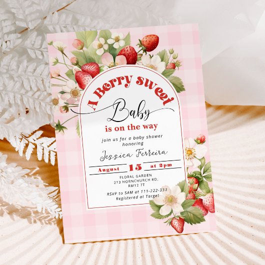 Invitation Berry baby shower de fraise doux bébé