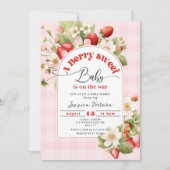Invitation Berry baby shower de fraise doux bébé (Devant)