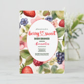 Invitation Berry Baby shower doux Fleurs et baies sauvages (Debout devant)