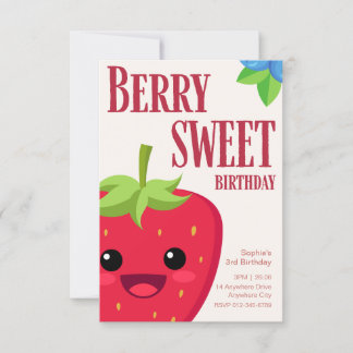 Invitation Berry Bird Strawberry Party