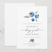 Invitation Berry Birthday Invitation, Blueberry 1er Anniversa (Devant / Derrière)
