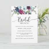 Invitation Berry, Bleu, Bourgogne Floral Brunch/Douche (Debout devant)