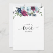 Invitation Berry, Bleu, Bourgogne Floral Brunch/Douche (Dos)