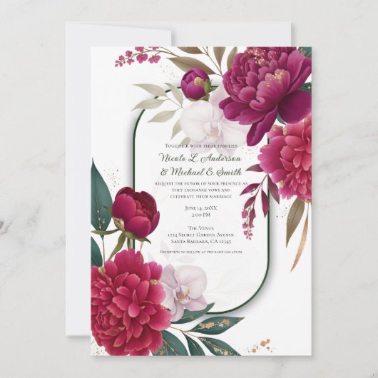 Invitation Berry Bloom Garden Floral Glam Wedding  (Devant)