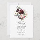 Invitation Berry Bourgogne & Blush Floral Mariage Photo (Devant)
