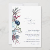 Invitation Berry Bourgogne moderne et Mariage floral bleu (Devant)