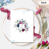 Invitation Berry Bourgogne moderne et Mariage floral bleu
