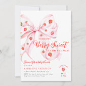 Invitation Berry Bow rose Baby shower doux (Devant)
