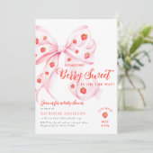 Invitation Berry Bow rose Baby shower doux (Debout devant)