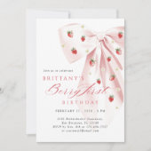Invitation Berry Bow rose Premier anniversaire (Devant)