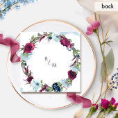 Invitation Berry Burgundy et Blue Floral Mariage Wreath