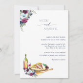 Invitation Berry Burgundy et Blue Floral Pizza Mariage (Devant)