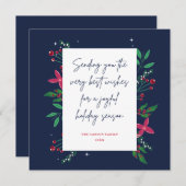 Invitation Berry Christmas Holiday Floral Flat Grey Card (Devant / Derrière)