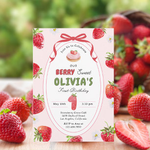 Invitation Berry Cute Bash Strawberry 1er anniversaire Invita