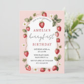 Invitation Berry Cute Strawberry First Birthday Celebration (Debout devant)