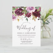 Invitation Berry de Bourgogne et Mariage de automne floral Li (Debout devant)