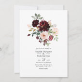 Invitation Berry de Bourgogne et Mariage floral Blush (Devant)