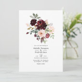 Invitation Berry de Bourgogne et Mariage floral Blush (Debout devant)