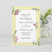 Invitation Berry de Bourgogne et Mariage vert Eucalyptus (Debout devant)