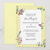 Invitation Berry de Bourgogne et Mariage vert Eucalyptus (Devant / Derrière)