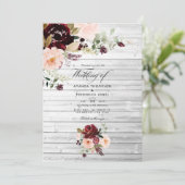 Invitation Berry de Bourgogne rustique et Mariage floral (Debout devant)