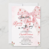 Invitation Berry de fraise Baby shower de boue rose doux (Devant)