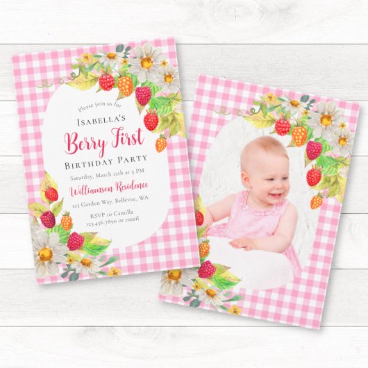Invitation Berry de framboise mignonne Premier anniversaire A