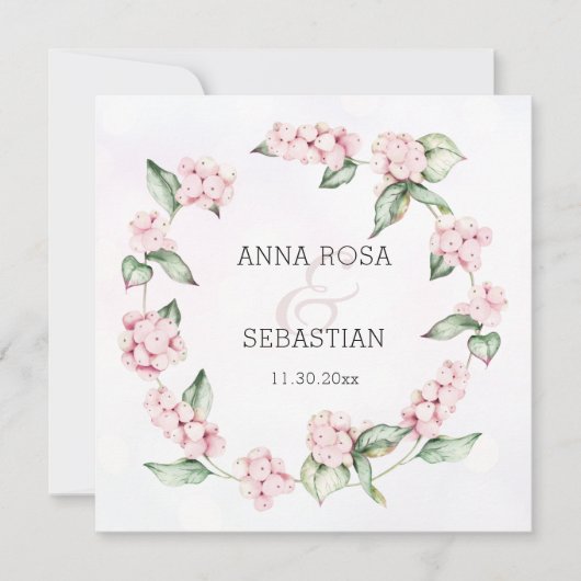 Invitation *~* Berry de neige hivernale Boho QR RSVP AR12 Mar (Devant)