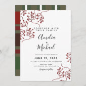 Invitation Berry de Noël et Mariage botanique plaid (Devant / Derrière)