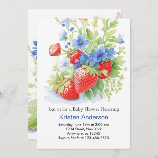 Invitation Berry Dreams Fleur sauvage Streams Baby shower gar (Devant / Derrière)