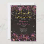Invitation Berry Enchanted Roses Flore foncé Quinceañera (Devant)