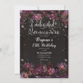 Invitation Berry Enchanted Roses Flore foncé Quinceañera (Devant)