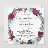 Invitation Berry espagnol, Corbeille rouge bordeaux Quinceañe (Devant)