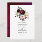 Invitation Berry et Blush Floral QR Code RSVP Mariage (Devant / Derrière)