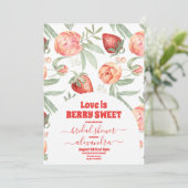 Invitation Berry Fête des mariées aux fraises roses (Debout devant)