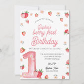 Invitation Berry Fille Pink Premier anniversaire (Devant)