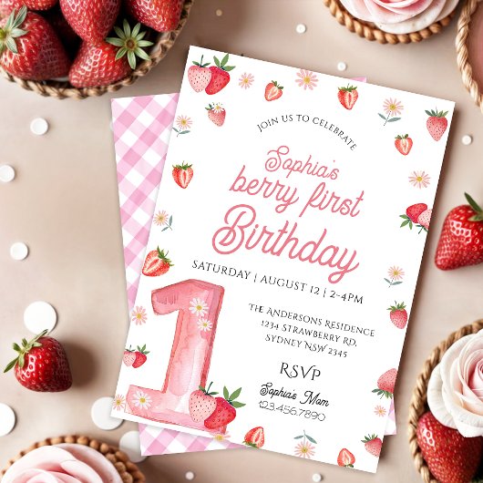 Invitation Berry Fille Pink Premier anniversaire