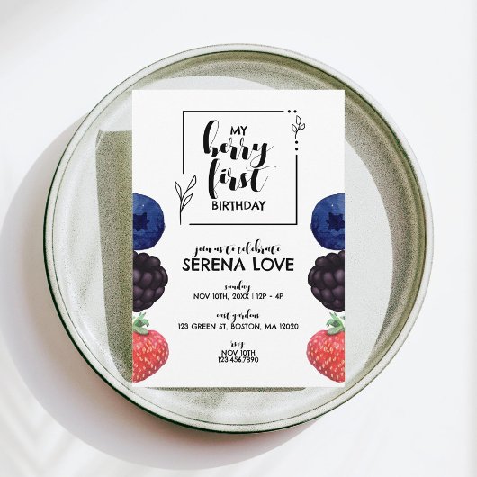Invitation Berry First | 1er anniversaire | Berry mixte | Bla